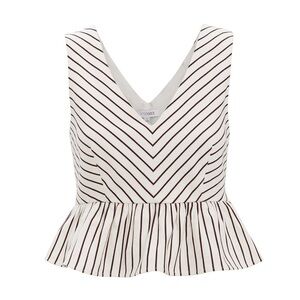 Intermix Lenny Striped Peplum Tailored Cotton Top Size S